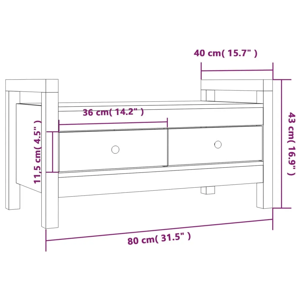 Hall Bench White 80x40x43 cm Solid Wood Pine