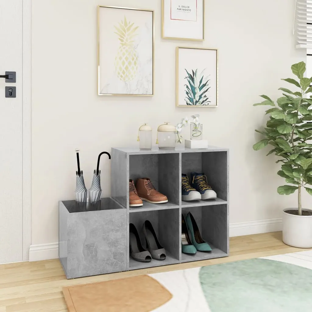 Hall Shoe Cabinet Concrete Grey 105x35.5x70 cm Engineered Wood