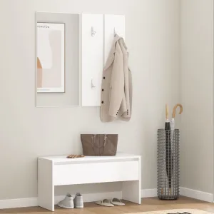 Hallway Furniture Set White Engineered Wood