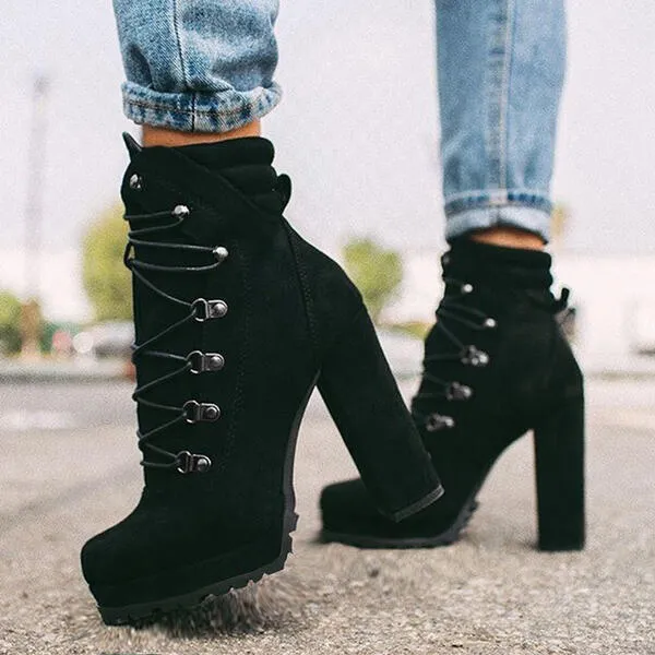 High-heel lace-up ankle boots（HPSD152）