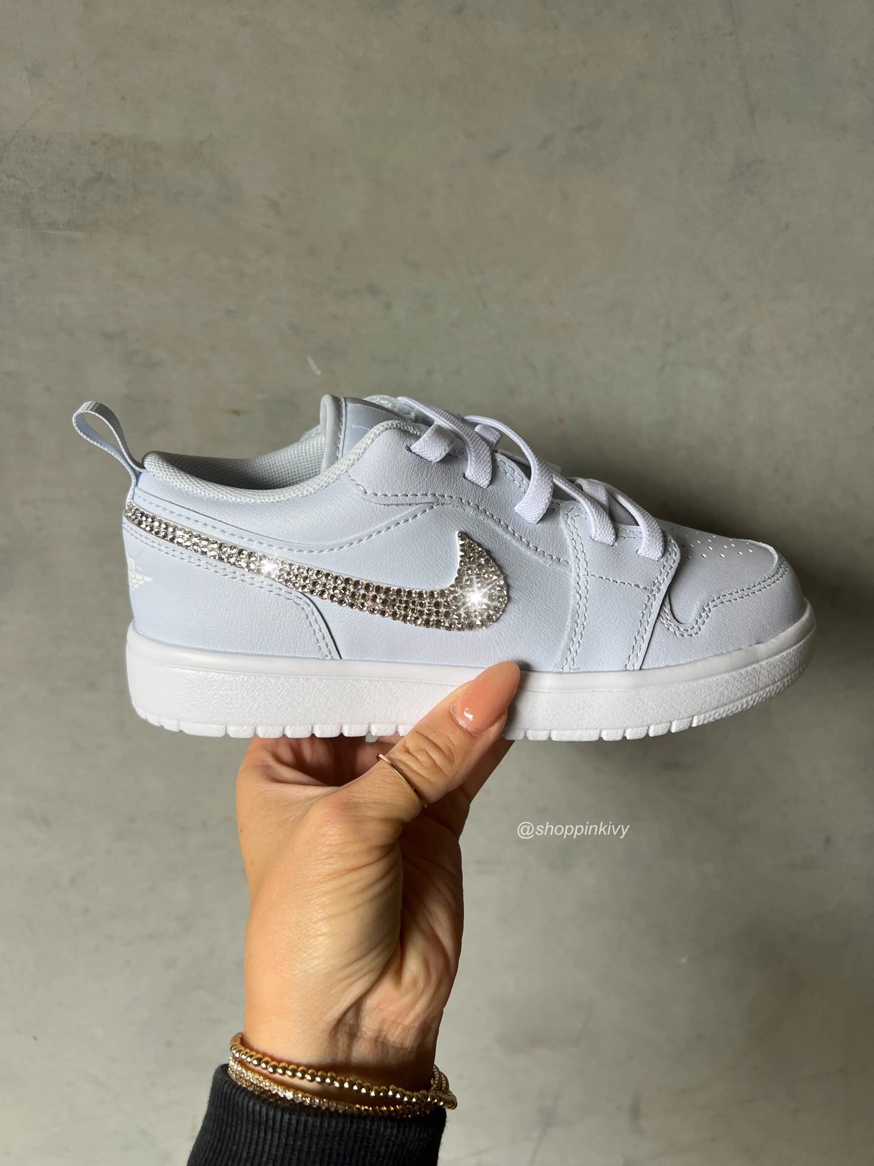 Ice Blue Baby Toddler Pre-School Swarovski Jordan 1 Low