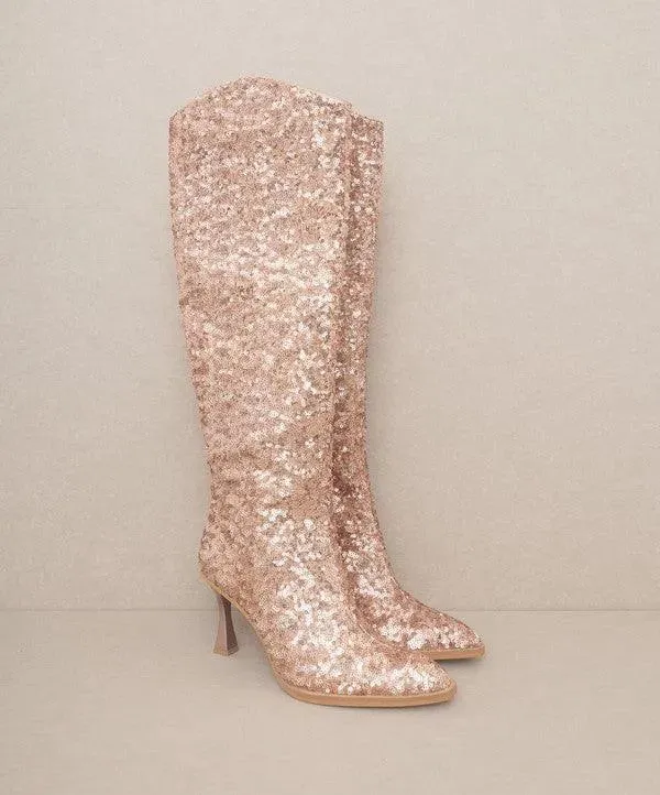 Jewel Knee High Sequin Boots