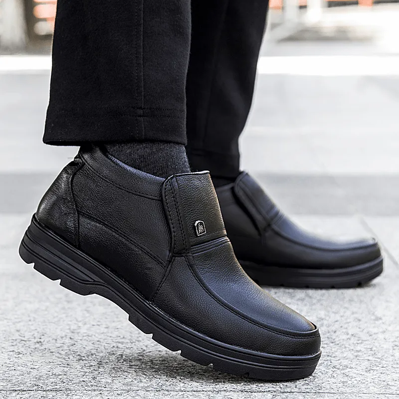 kkboxly kkboxly Men Comfy Waterproof Non Slip Warm Soft Business Casual Ankle Boots