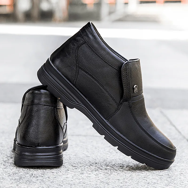 kkboxly kkboxly Men Comfy Waterproof Non Slip Warm Soft Business Casual Ankle Boots