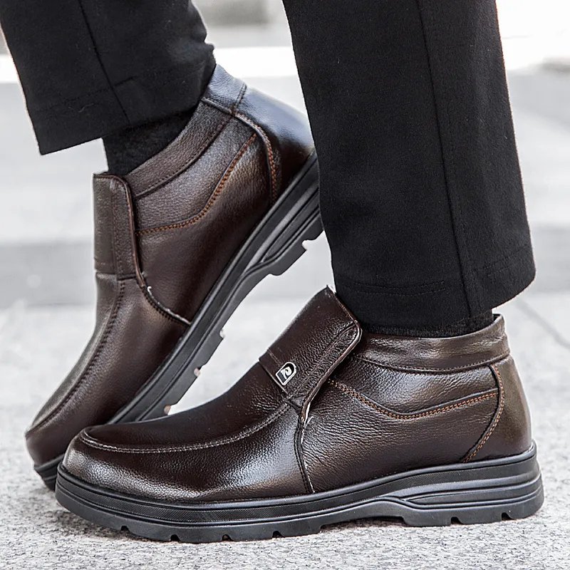 kkboxly kkboxly Men Comfy Waterproof Non Slip Warm Soft Business Casual Ankle Boots