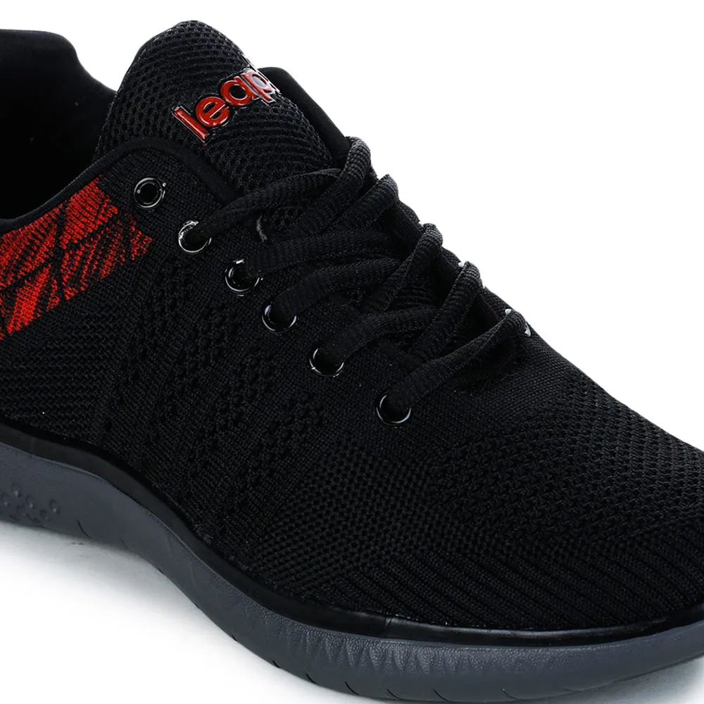 Leap7x Men's Black Sports Lacing Walking Shoes