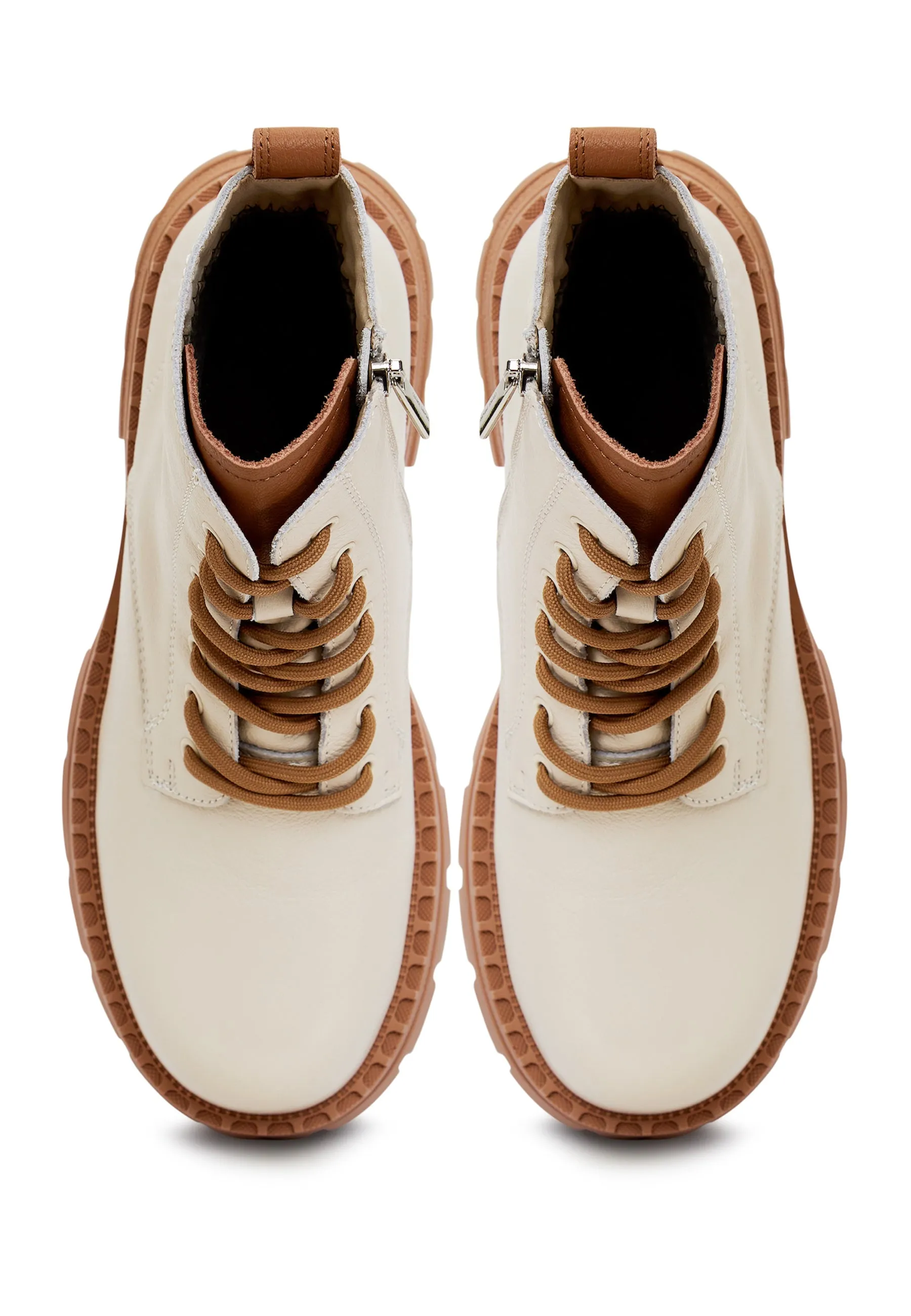 Leather Lace-up Ankle Boots - Off White