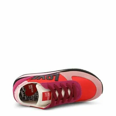 Love Moschino Pink Red Suede Sneakers