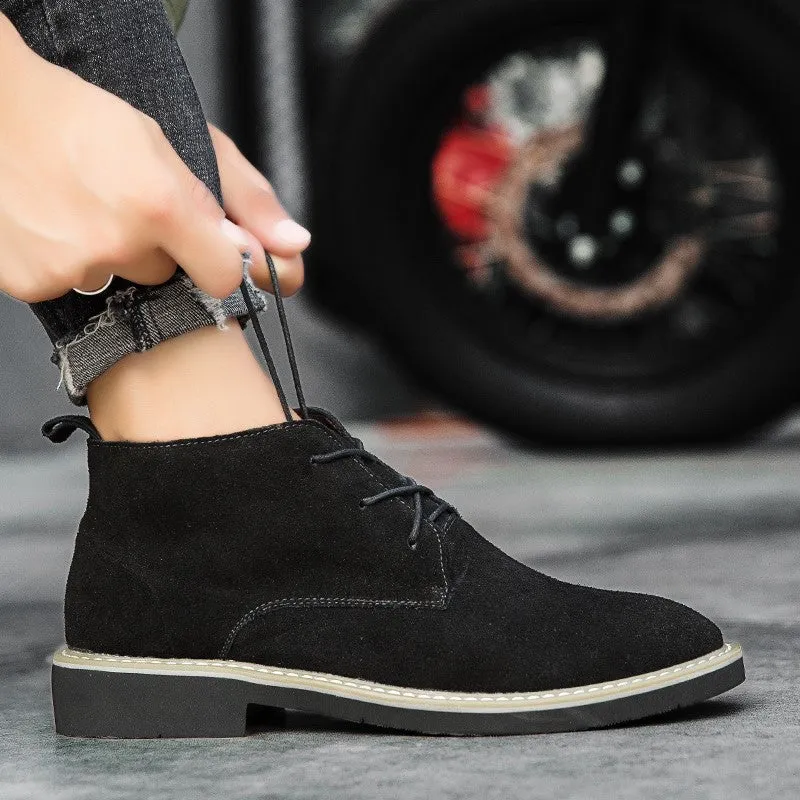 Man's popular joker suede leather platform casual shoes