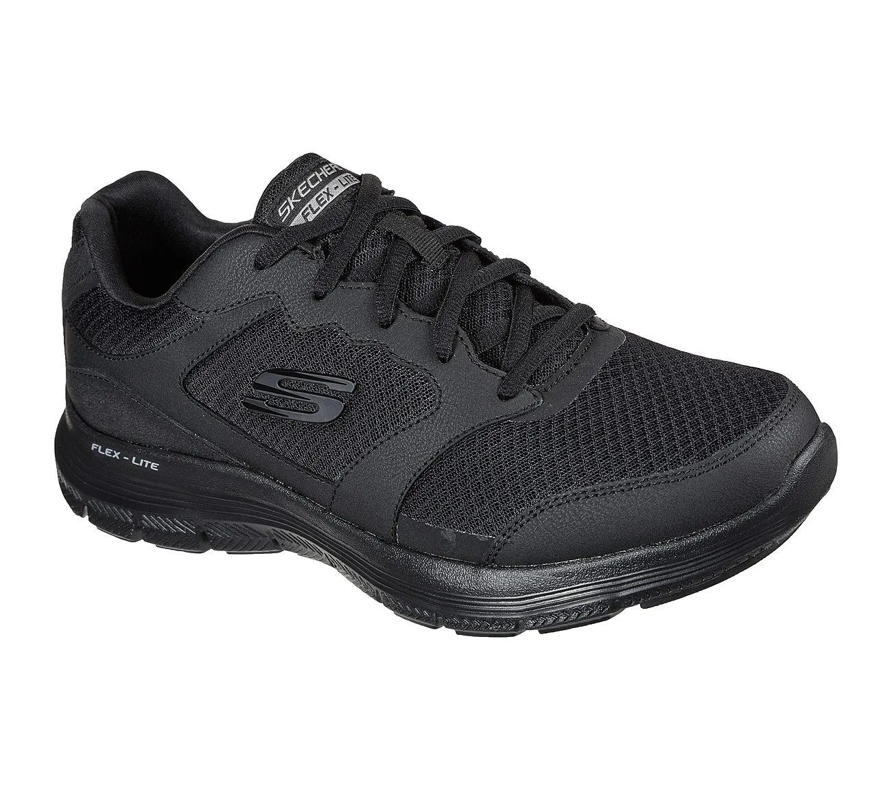 Mens Wide Fit Skechers Flex Advantage 4.0 - 232225 Walking Black Trainers