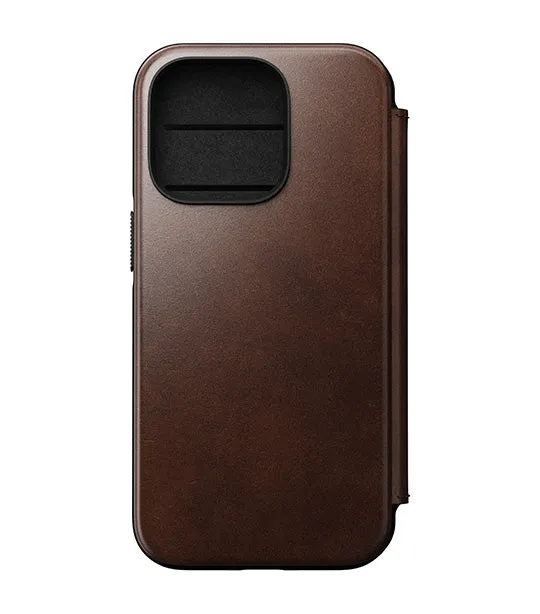 Modern Leather Folio Horween Leather iPhone 14 Pro Brown