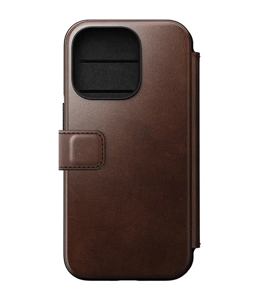 Modern Leather Folio Horween Leather iPhone 14 Pro Brown