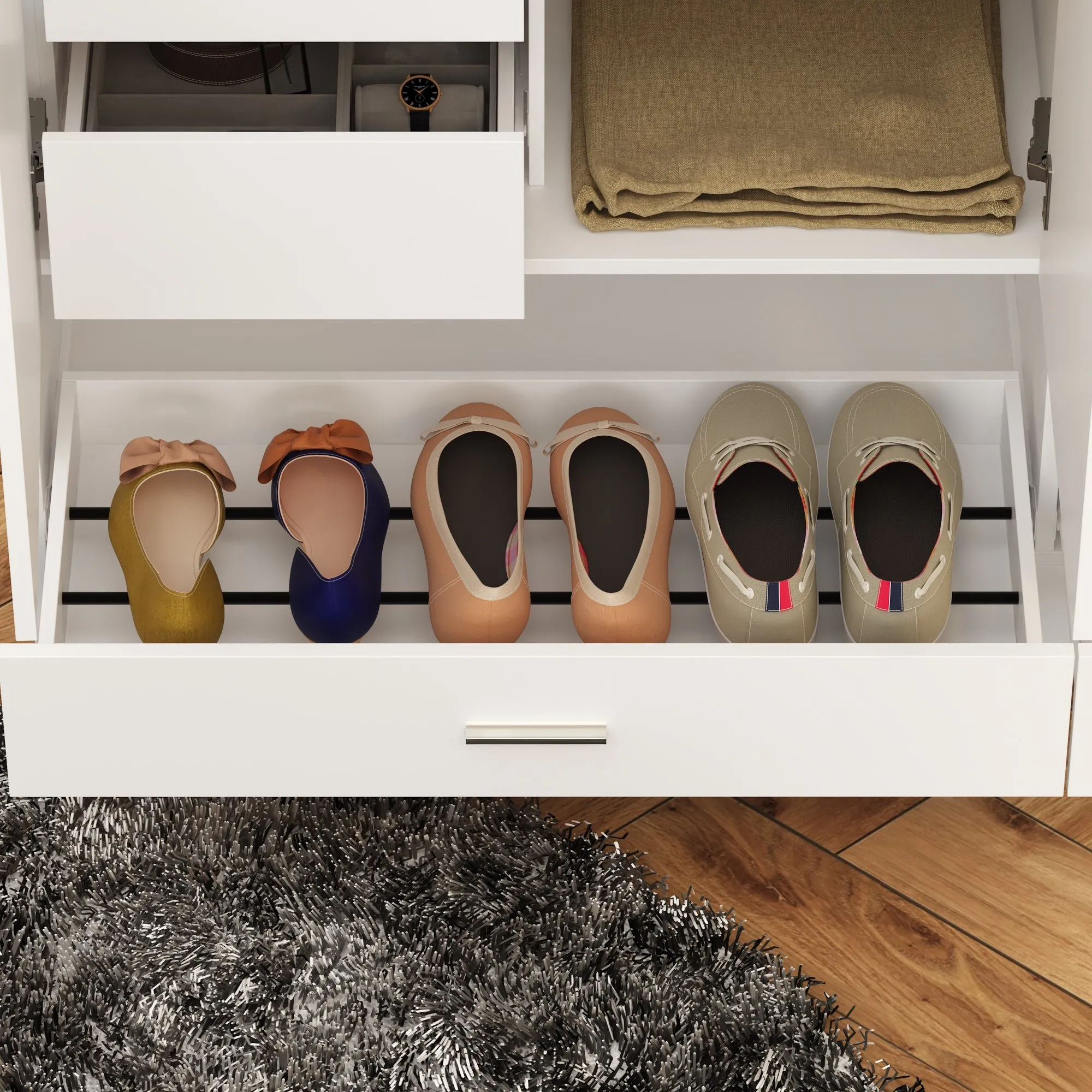 Modern Wardrobe With Shoe Storage Drawer