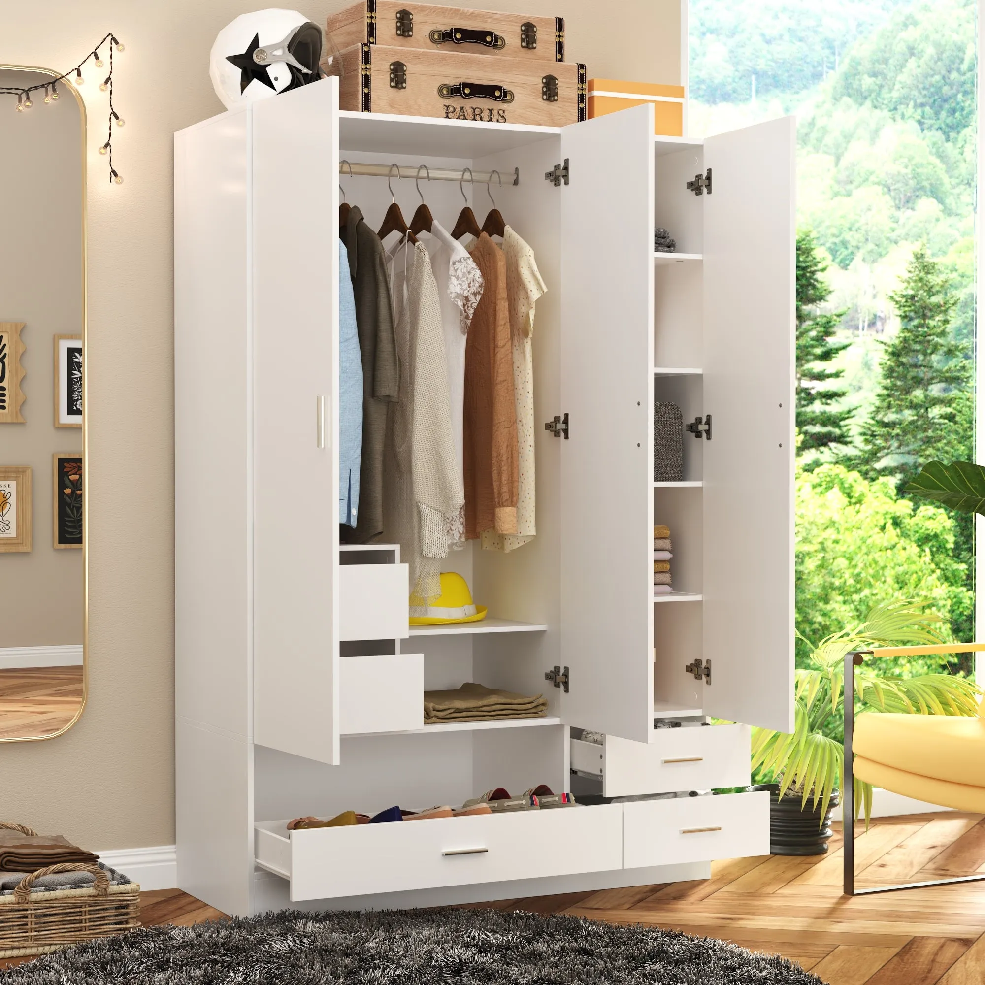 Modern Wardrobe With Shoe Storage Drawer