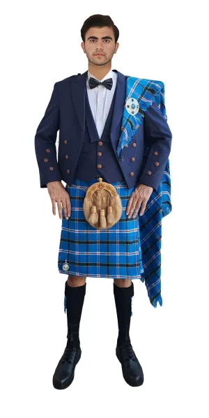 Navy Prince Charlie Kilt Outfit With Oklahoma Tartan Kilt