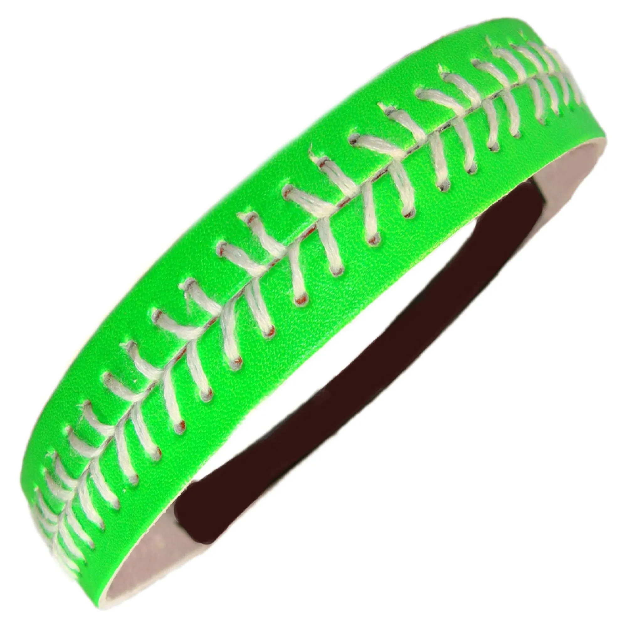 Neon Green Softball Leather Headband