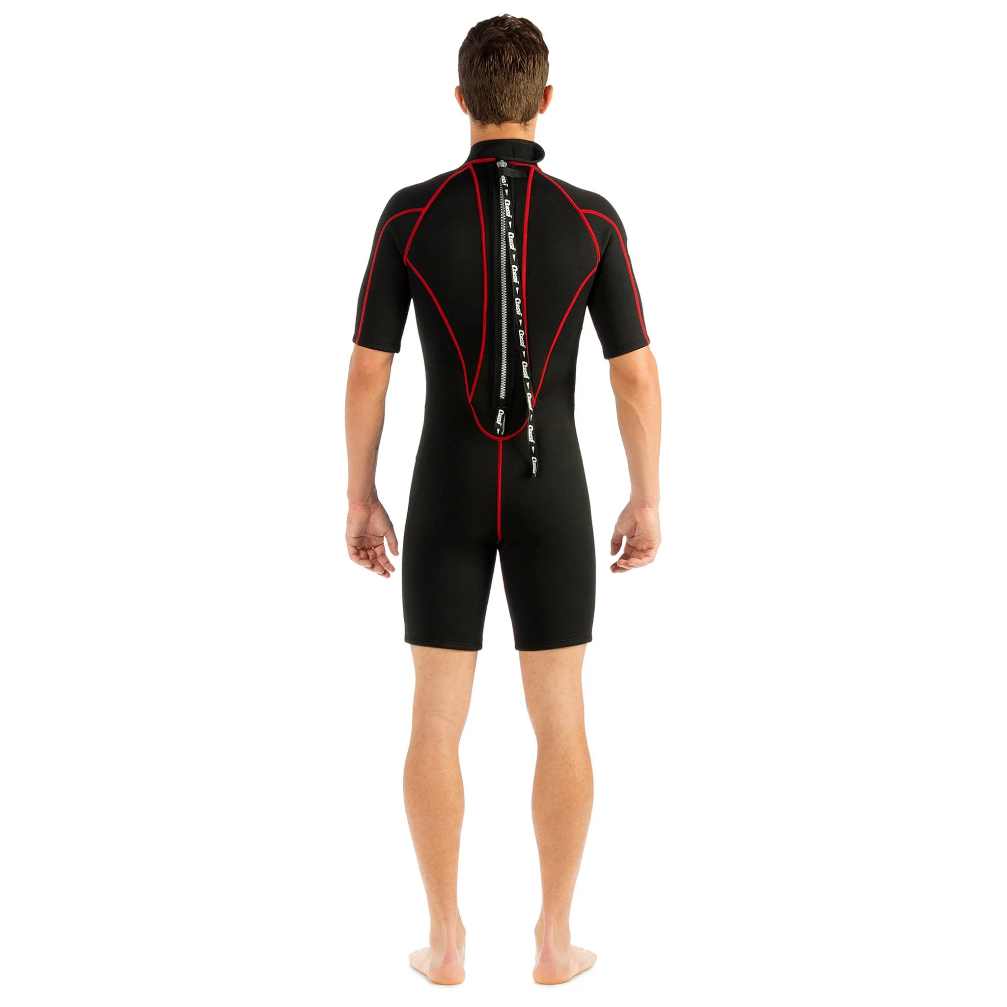 Open Box Cressi 2.5mm Man Tortuga One-Piece Shorty Wetsuit - Black/Red - X-Small