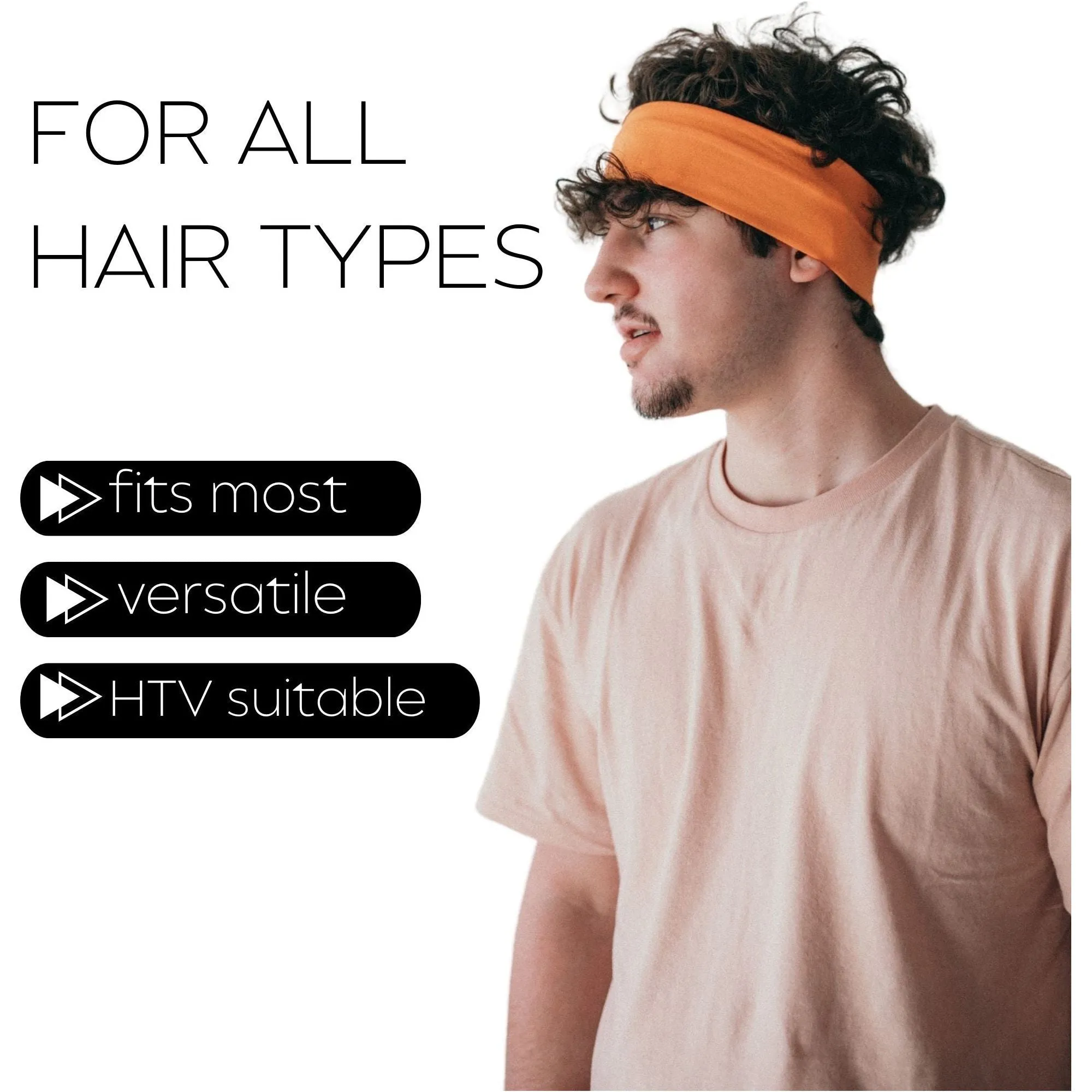 Orange Wide Headbands - 12 Pack