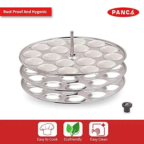 PANCA Idli Plate 54 Mini Idli 3 Plate Set, Non Stick Idly Plates Premium Idli Maker, Fits in All Idli Makers, Cookers