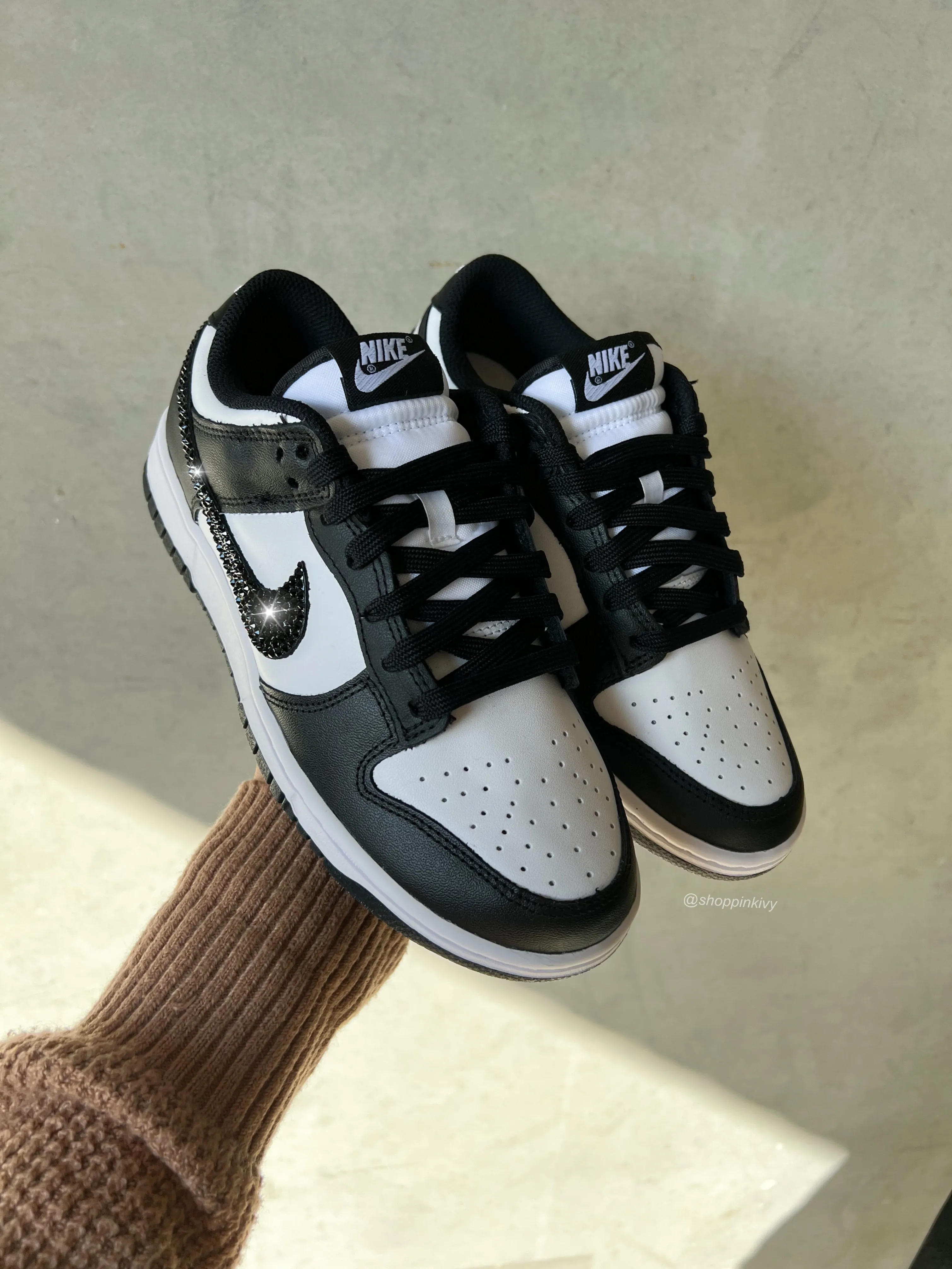 Panda Swarovski Womens Nike Dunk Shoes