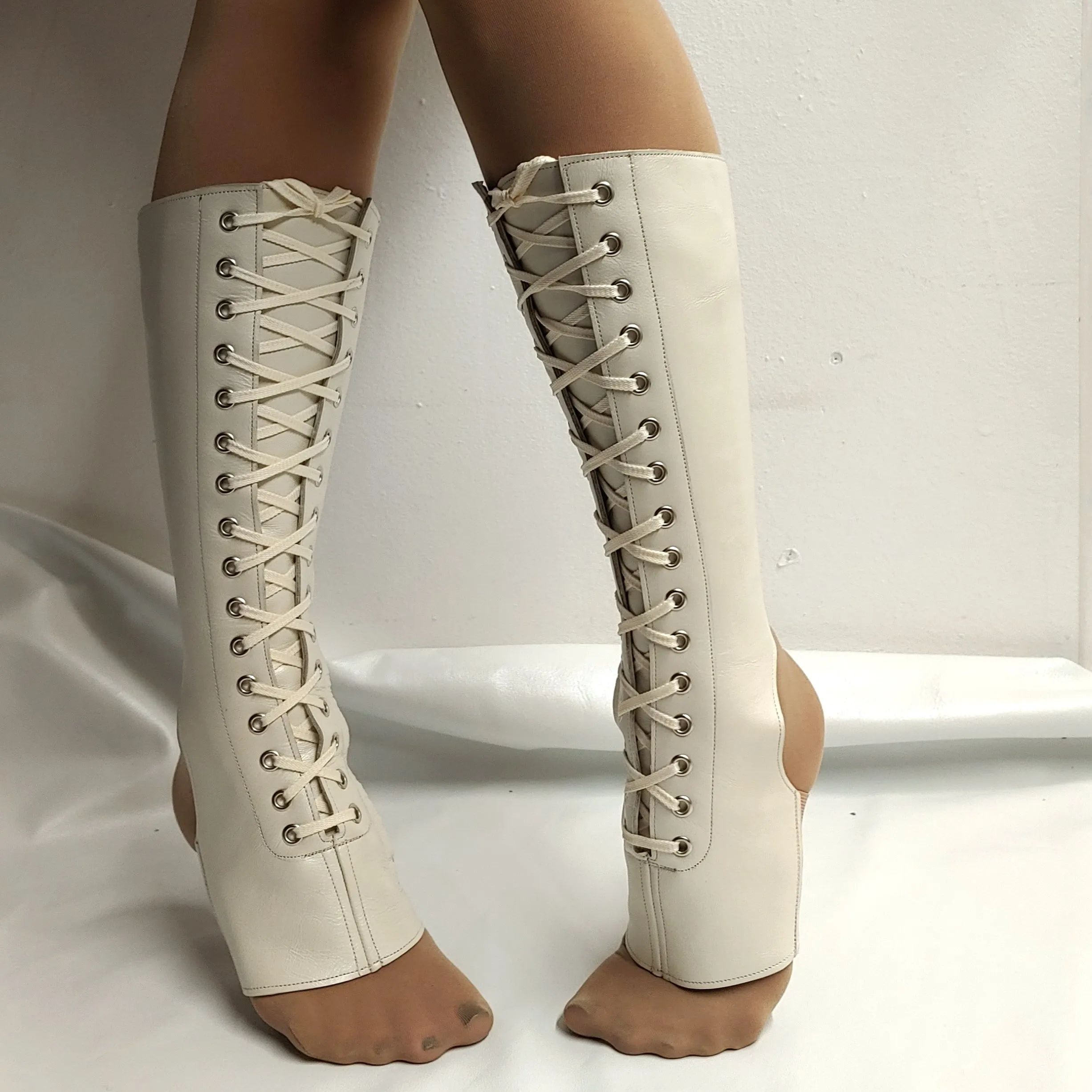 Pearl Cream Aerial boots w/ FRONT Lacing  ZIP