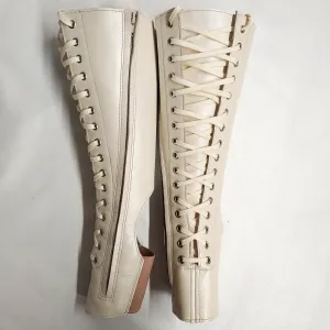 Pearl Cream Aerial boots w/ FRONT Lacing  ZIP