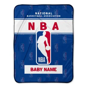 Personalized NBA Emblem Baby Pixel Fleece Blanket