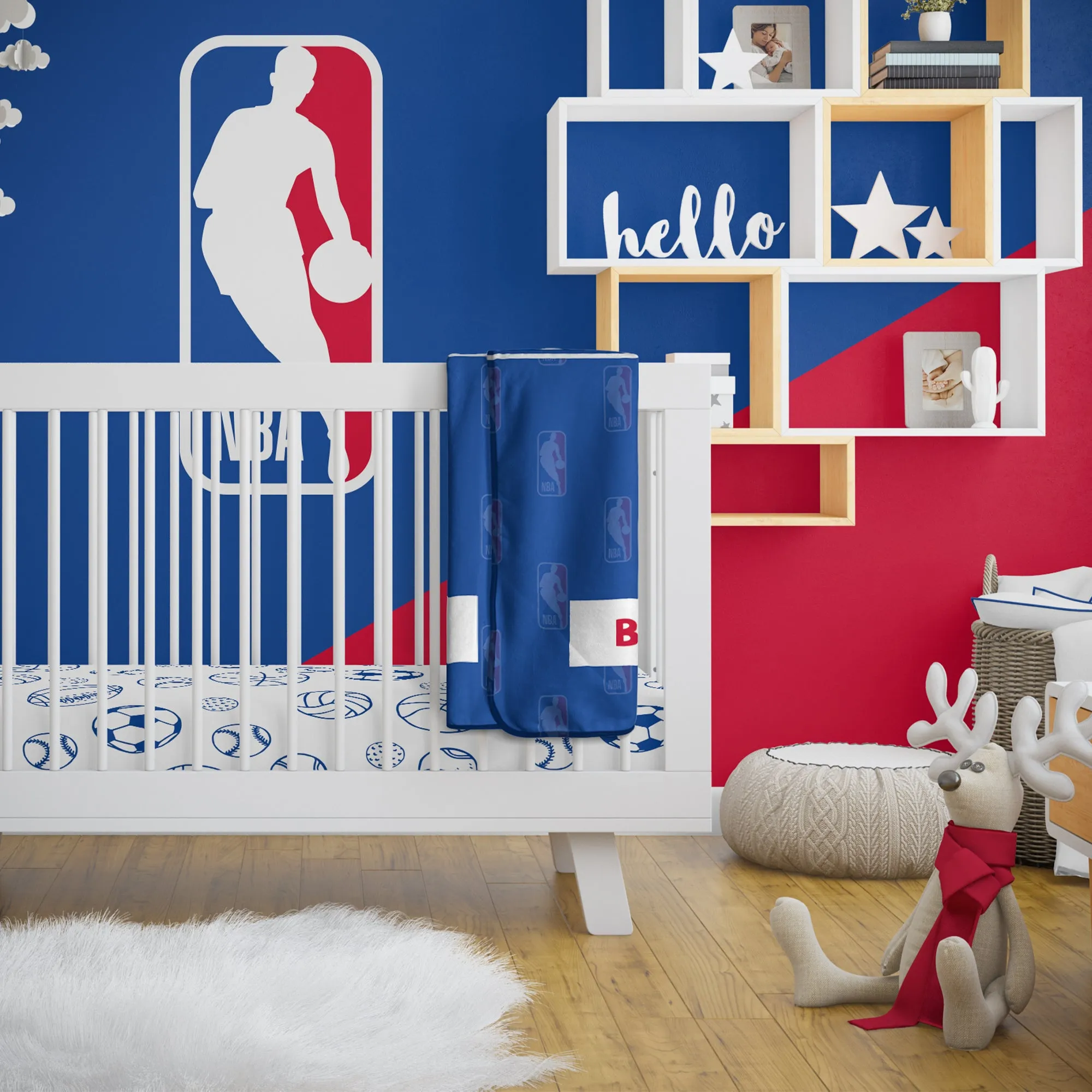 Personalized NBA Emblem Baby Pixel Fleece Blanket