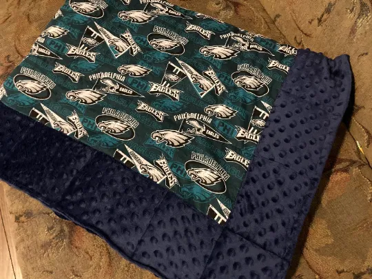 Philadelphia Eagles Sports Team Weighted Blanket or Lap Pad Cotton Fabric - Toddler, Child, Teen, Adult -Dot Minky - Anxiety, Sleep.