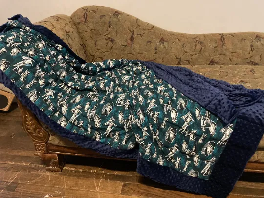 Philadelphia Eagles Sports Team Weighted Blanket or Lap Pad Cotton Fabric - Toddler, Child, Teen, Adult -Dot Minky - Anxiety, Sleep.