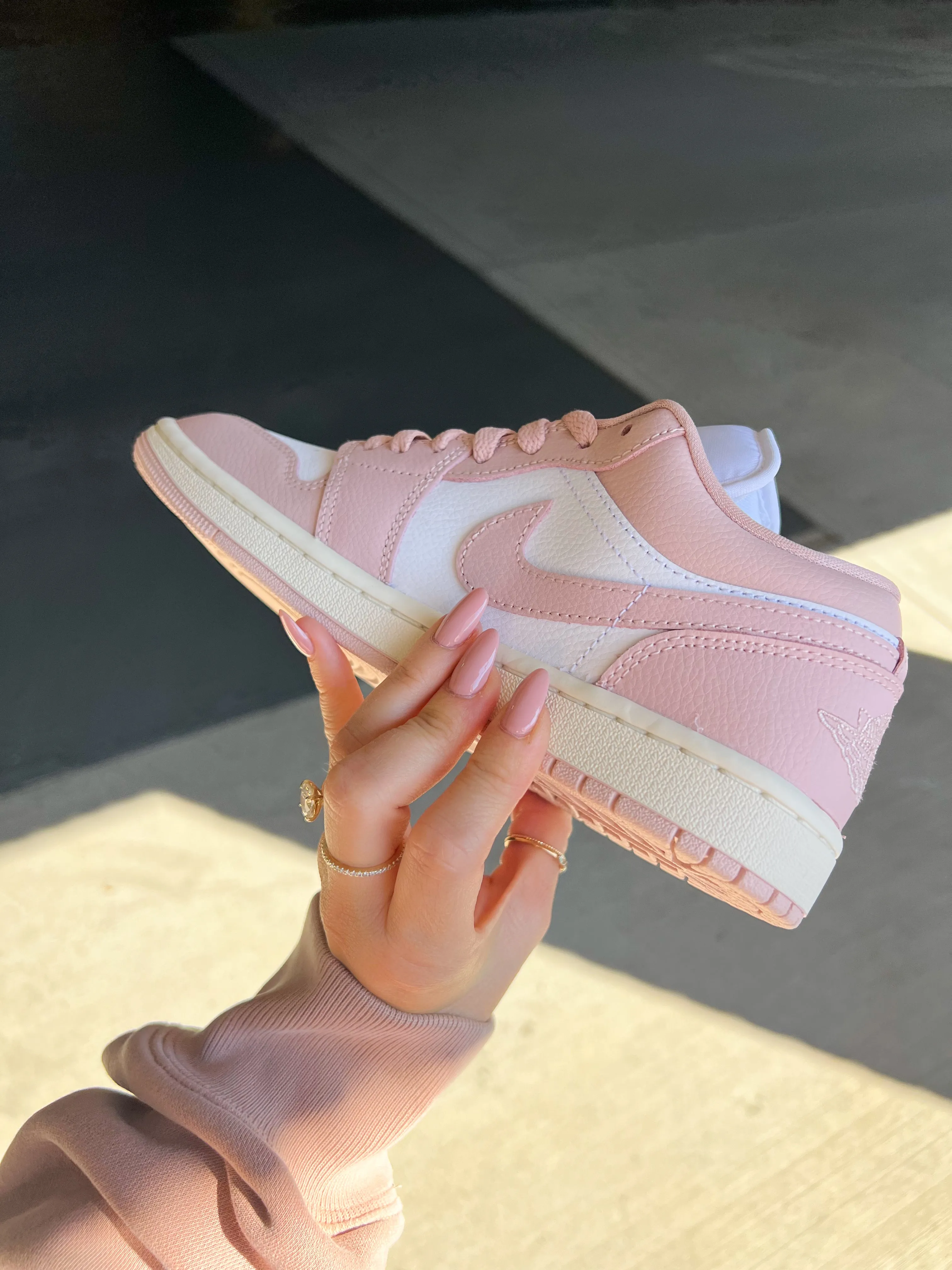 Pink Swarovski Women’s Air Jordan Retro 1 Low Shoes