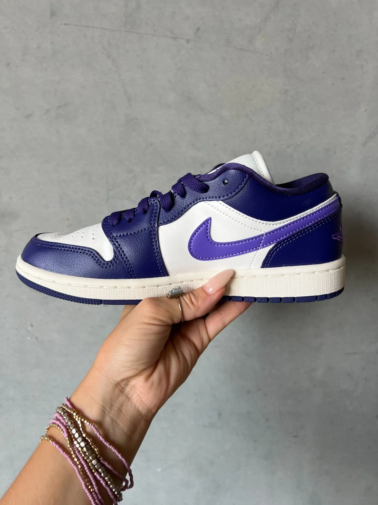 Purple Swarovski Women’s Air Jordan 1 Low Shoes