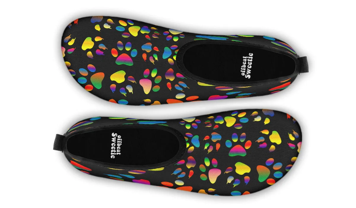 Rainbow Paw Prints Water Shoes