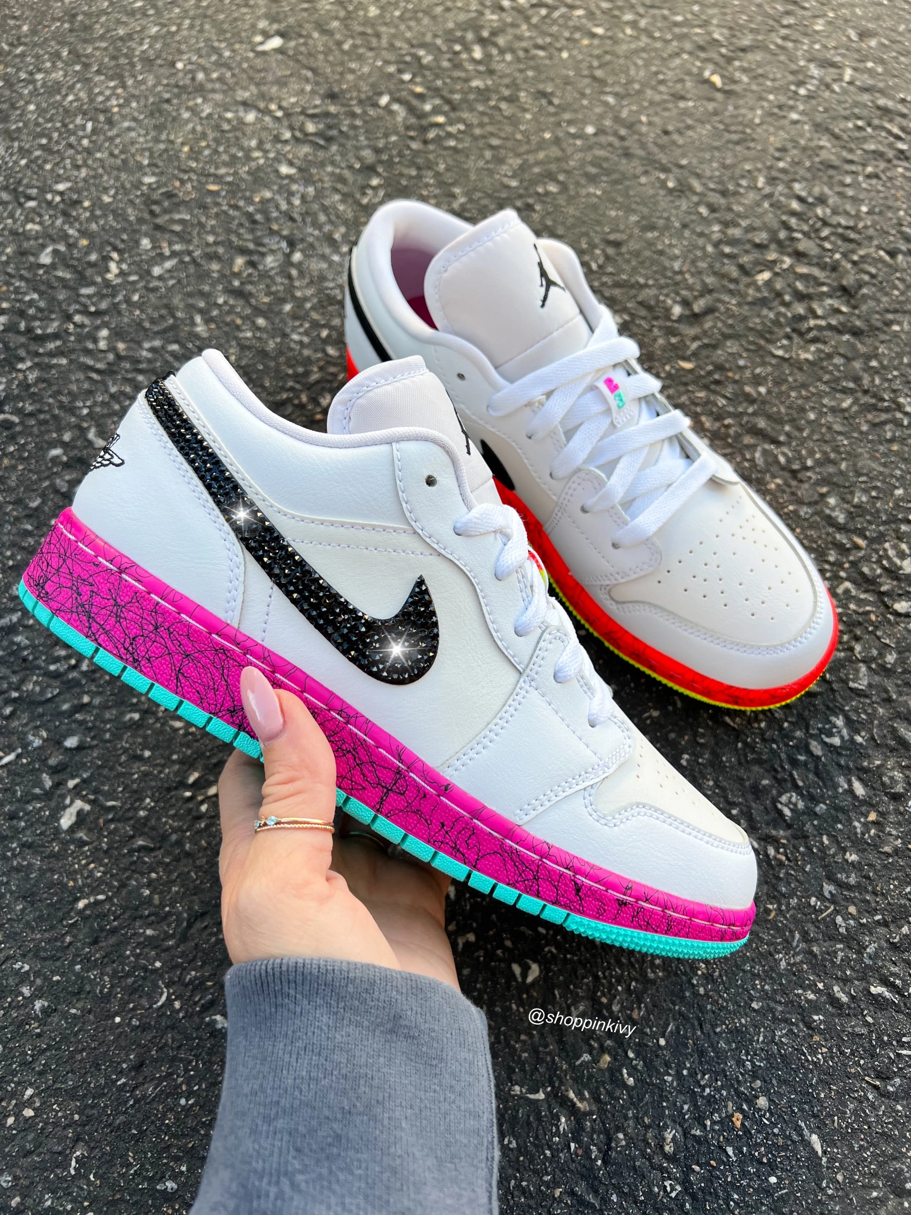 RARE Neon Graffiti Swarovski Women’s Air Jordan 1 Low Shoes