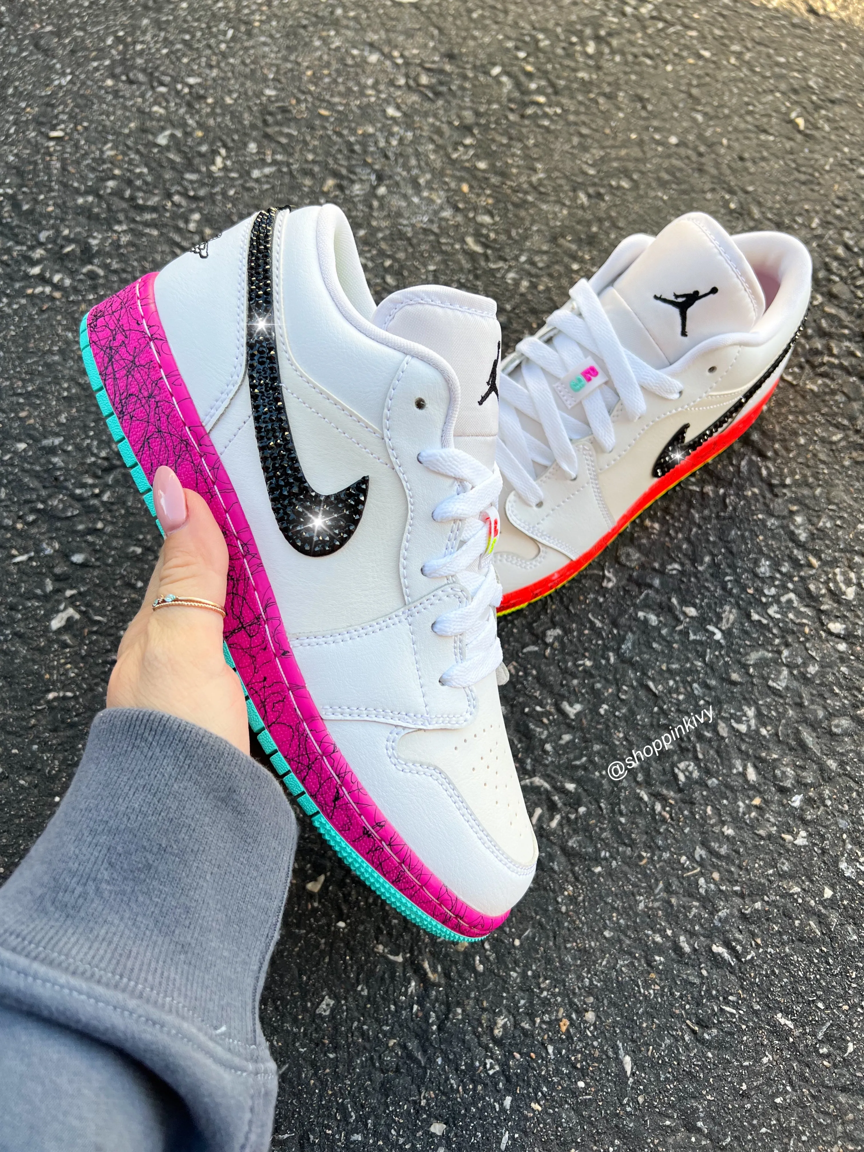 RARE Neon Graffiti Swarovski Women’s Air Jordan 1 Low Shoes