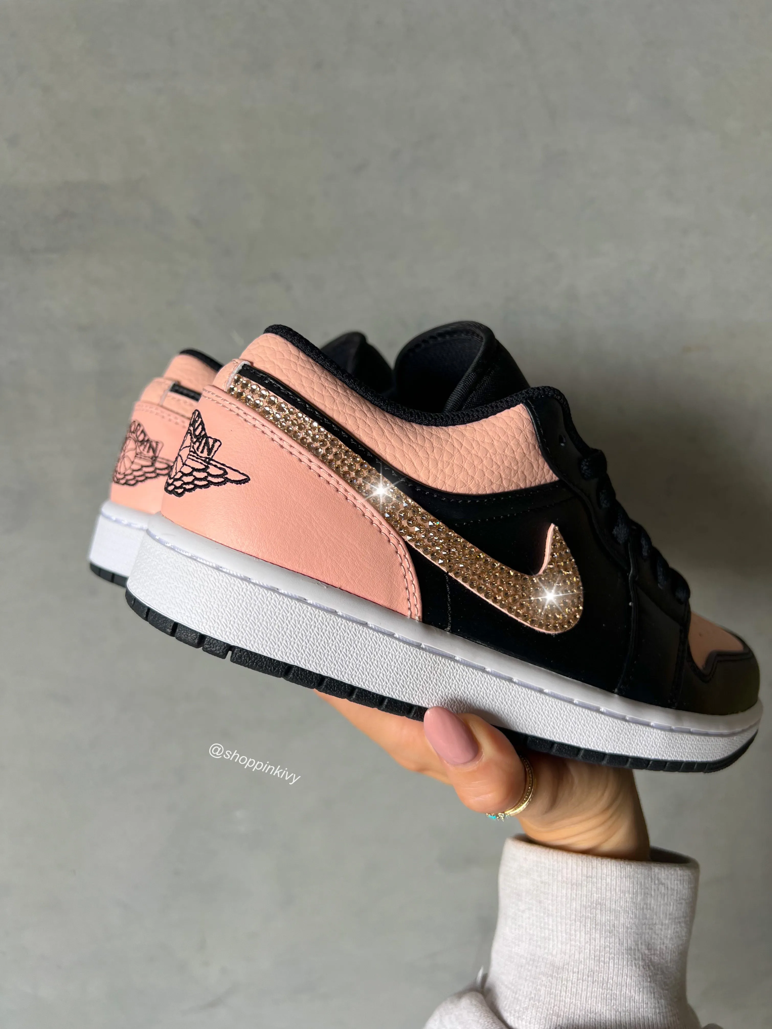 RARE Peach Pink Swarovski Women’s Air Jordan 1 Low Shoes