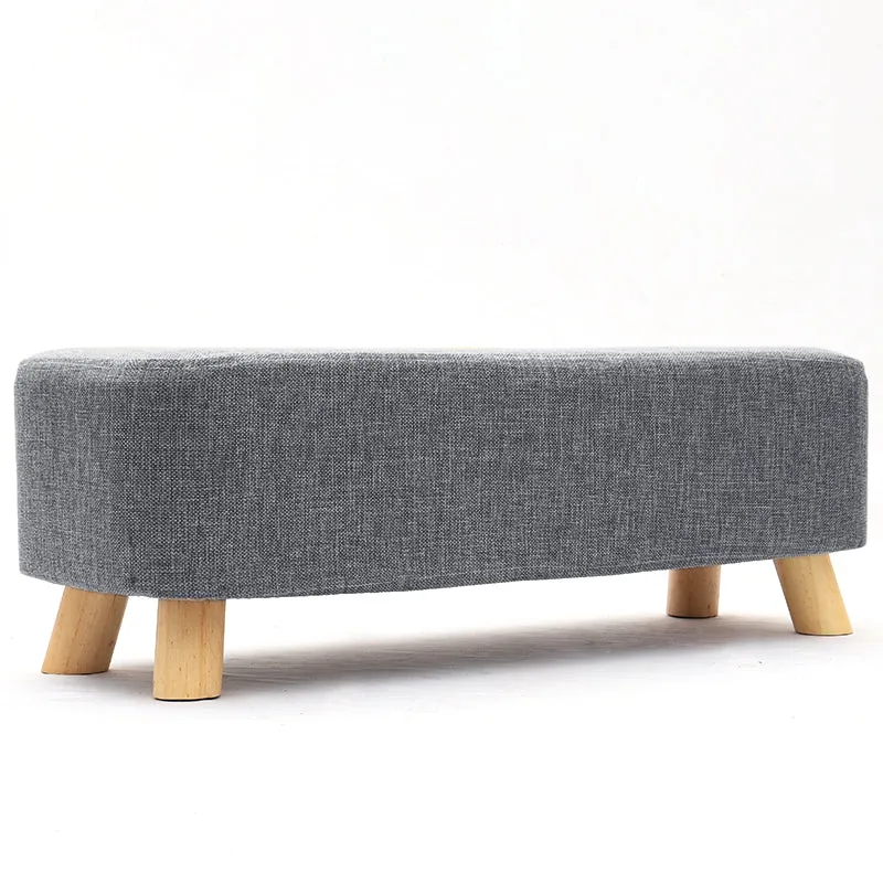 Rectangular Linen Pouffe Footstool 18D Sponge Grey Bench