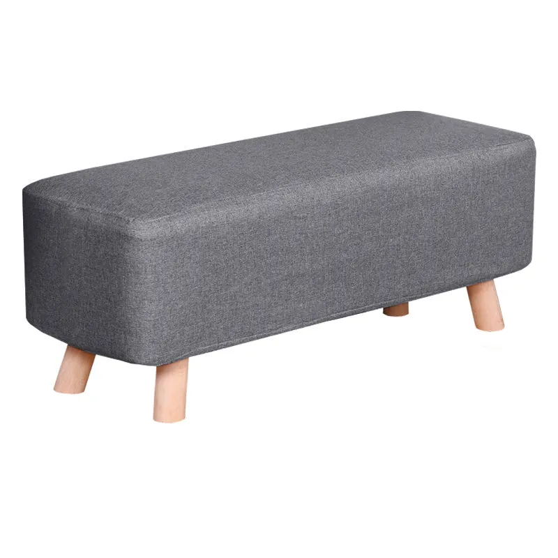 Rectangular Linen Pouffe Footstool 18D Sponge Grey Bench