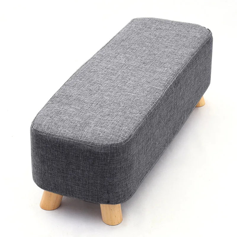 Rectangular Linen Pouffe Footstool 18D Sponge Grey Bench