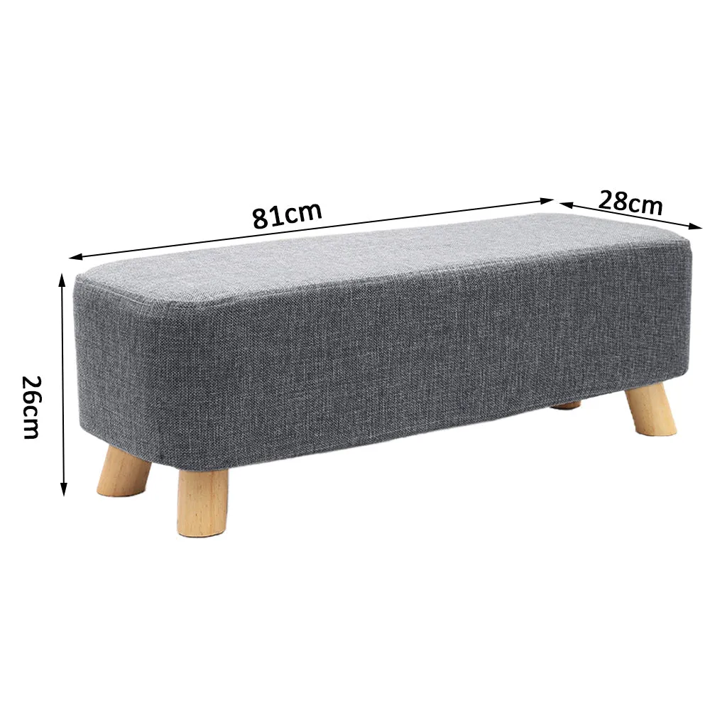 Rectangular Linen Pouffe Footstool 18D Sponge Grey Bench