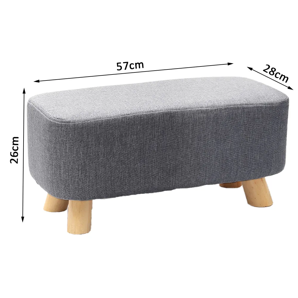 Rectangular Linen Pouffe Footstool 18D Sponge Grey Bench