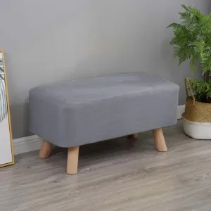 Rectangular Linen Pouffe Footstool 18D Sponge Grey Bench