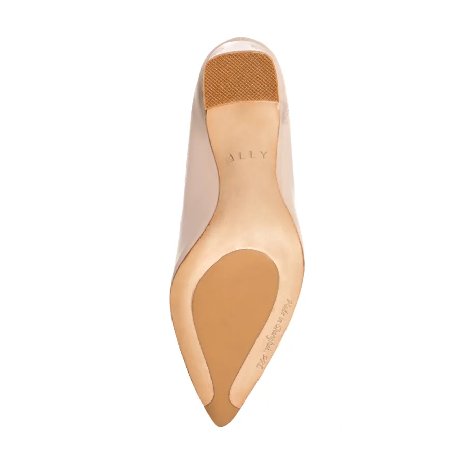 [SAMPLE] Tender Taupe Patent Leather Block Heel Pump