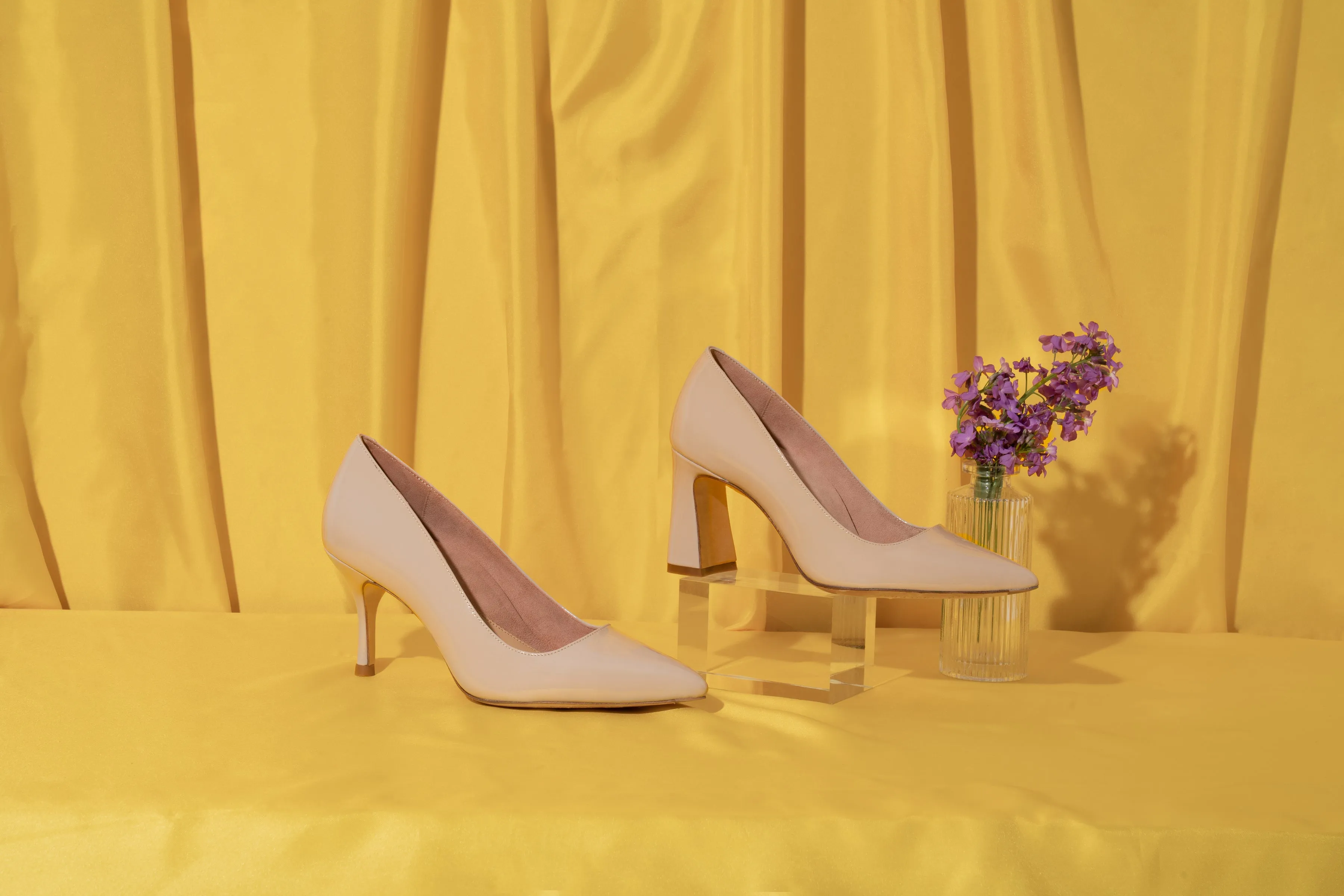 [SAMPLE] Tender Taupe Patent Leather Block Heel Pump