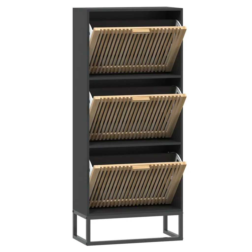 Shoe Cabinet Black 52x25x120 cm Engineered Wood