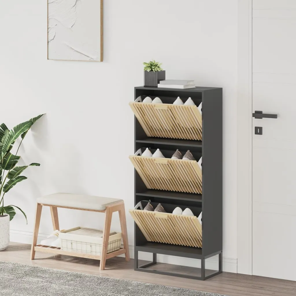 Shoe Cabinet Black 52x25x120 cm Engineered Wood