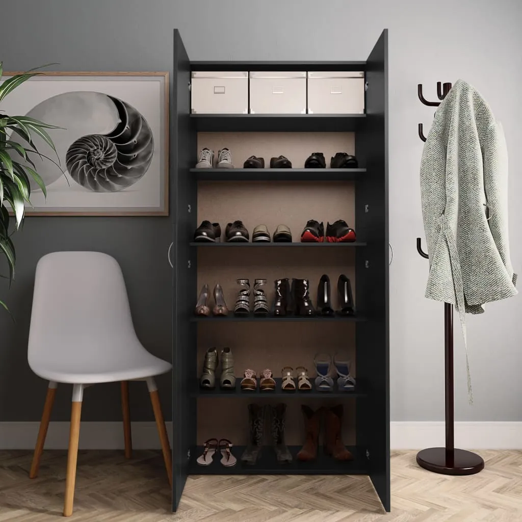 Shoe Cabinet Black 80x35.5x180 cm Engineered Wood