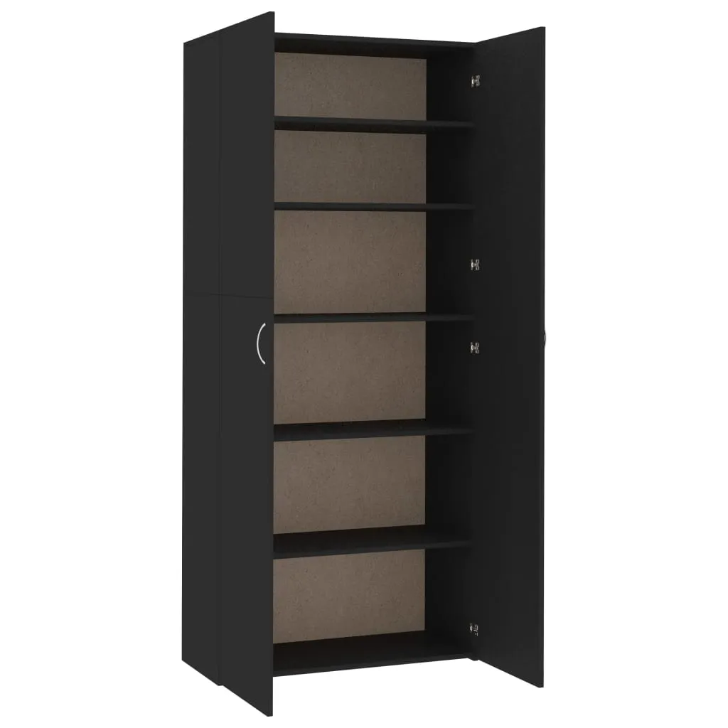 Shoe Cabinet Black 80x35.5x180 cm Engineered Wood