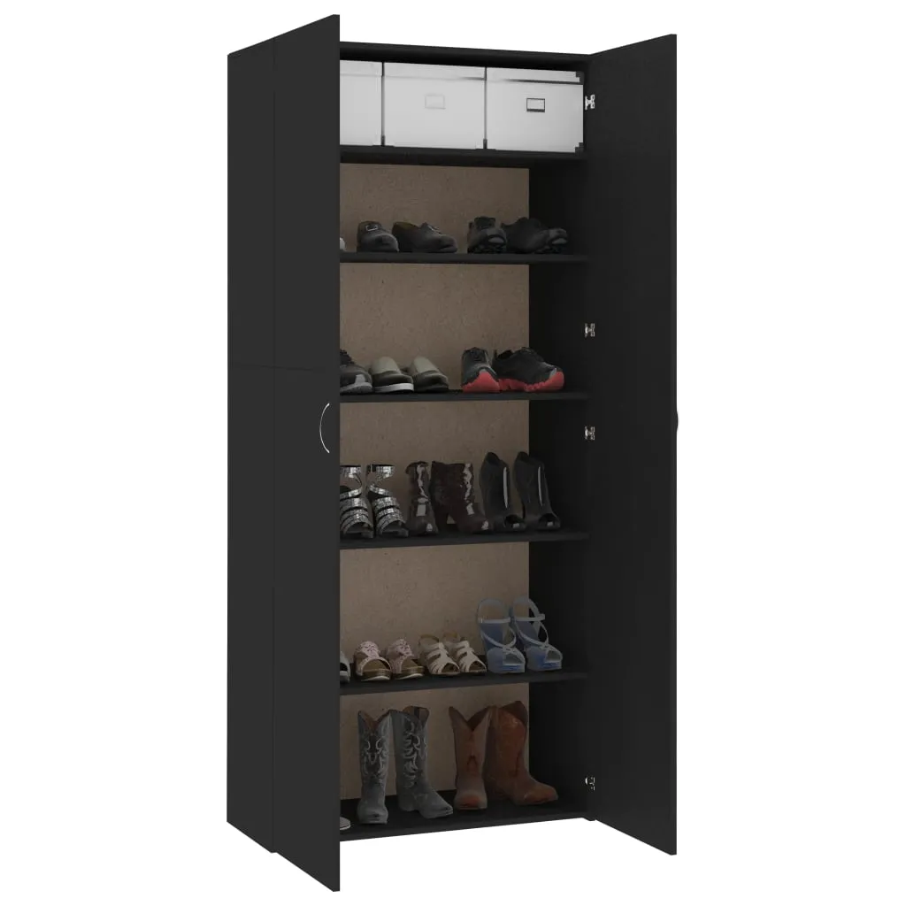 Shoe Cabinet Black 80x35.5x180 cm Engineered Wood