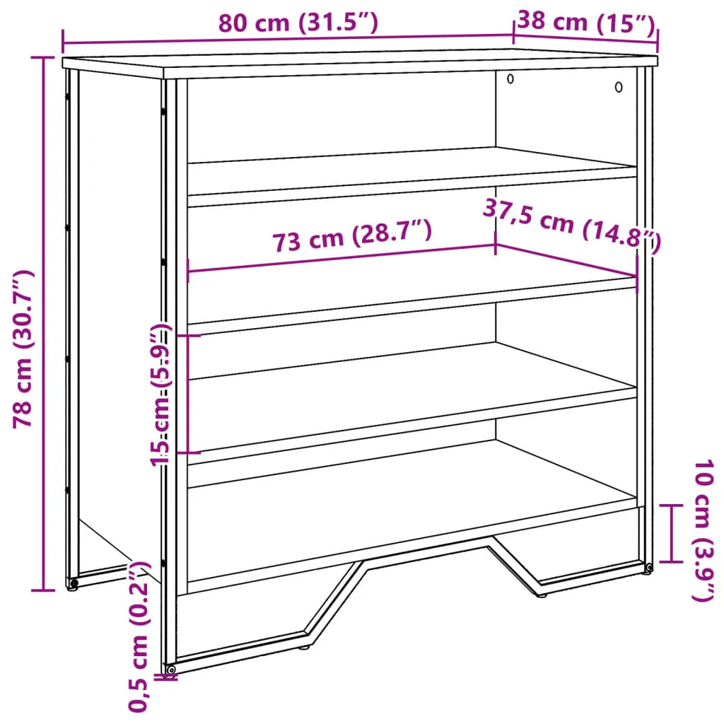 Shoe Cabinet Black 80x38x78 cm Engineered Wood